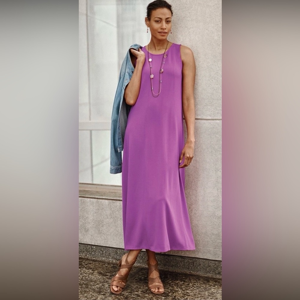 J.Jill Wearever Double-Face Jersey Seamed Maxi Dress Sz M Minimalist